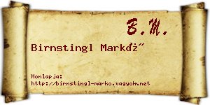Birnstingl Markó névjegykártya